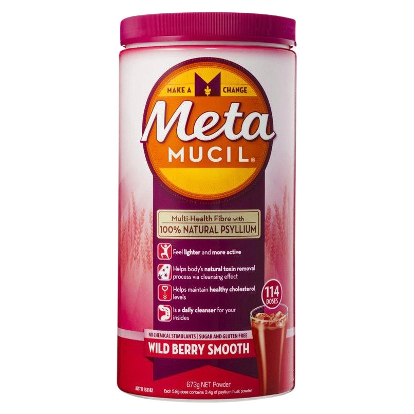 Metamucil Multi-Health Fibre with 100% Psyllium Natural Psyllium Wild Berry Smooth 114 Doses