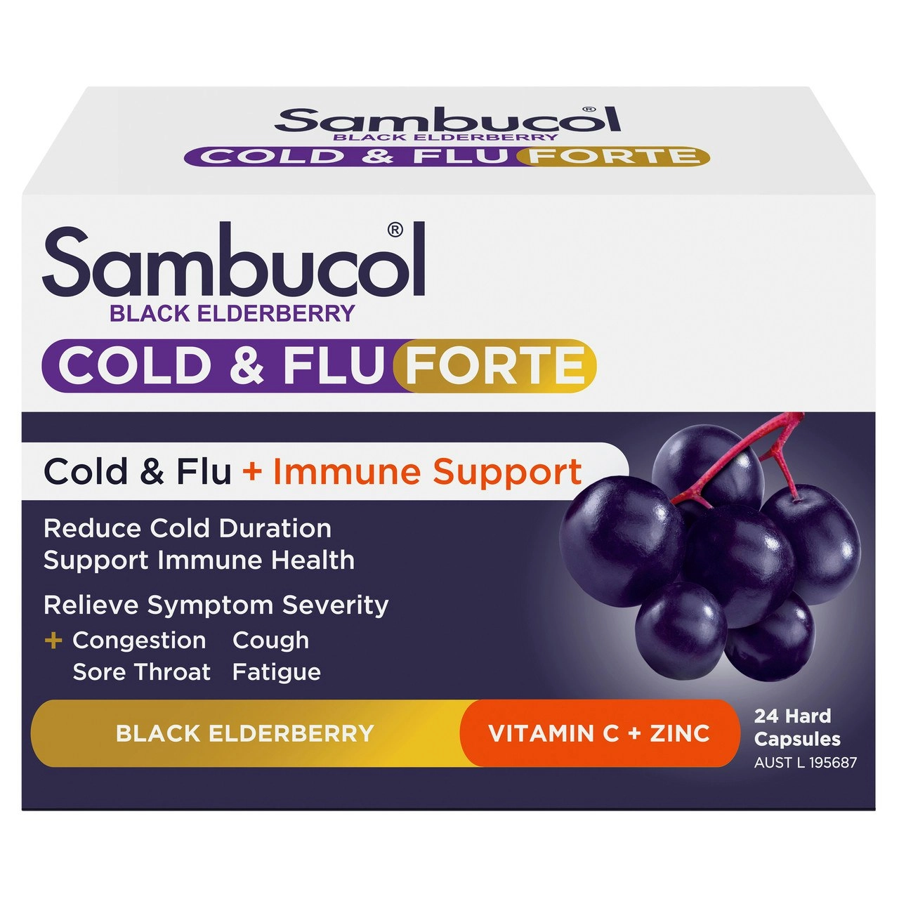 Sambucol Black Elderberry Cold & Flu Forte Caps 24s