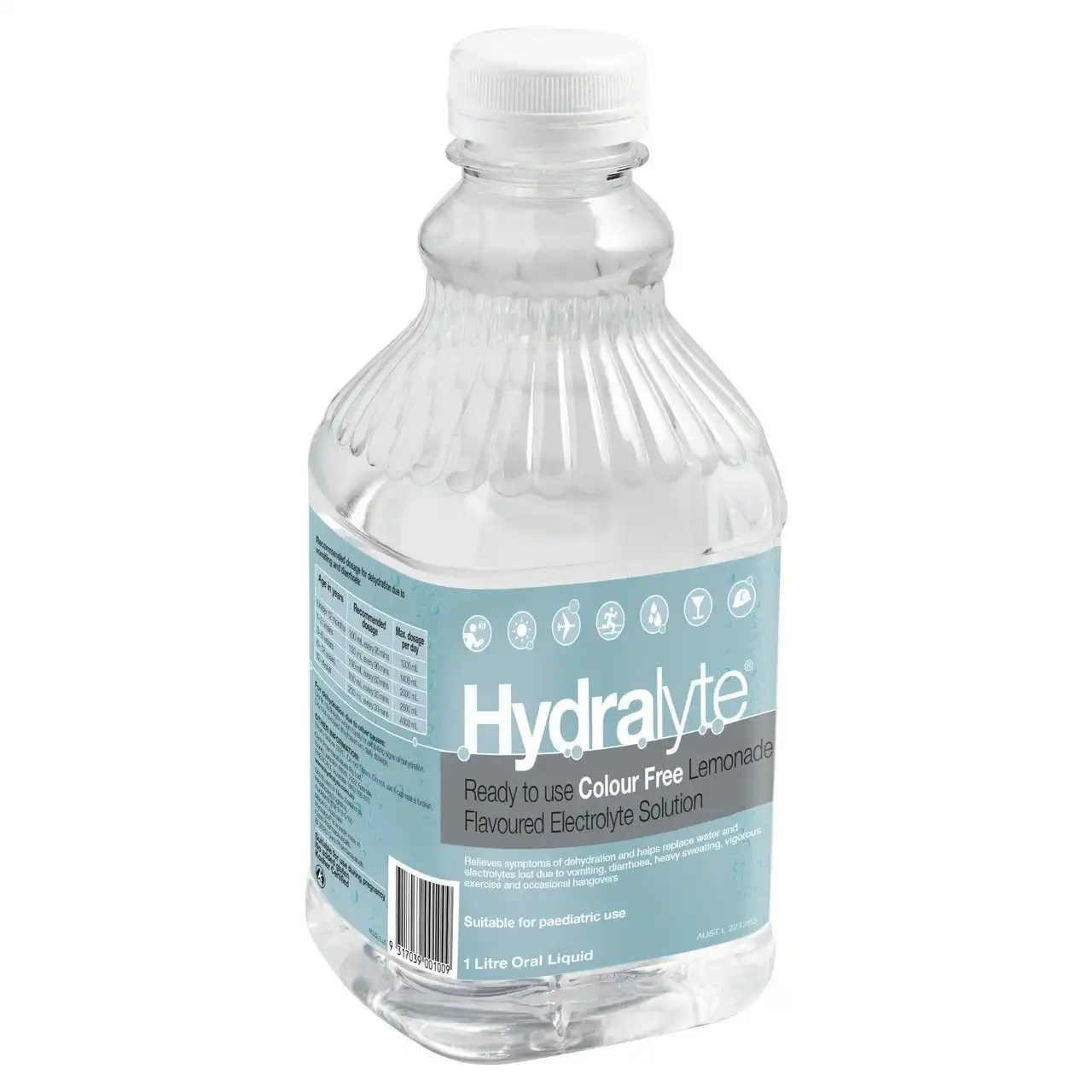 Hydralyte Ready to use Electrolyte Solution Colour Free Lemonade Flavoured 1L