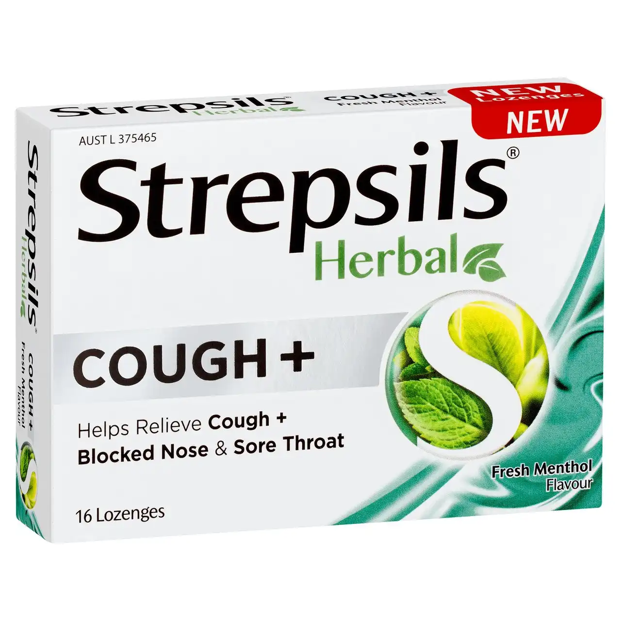 Strepsils Herbal Cough + Lozenges Fresh Menthol 16 Pack