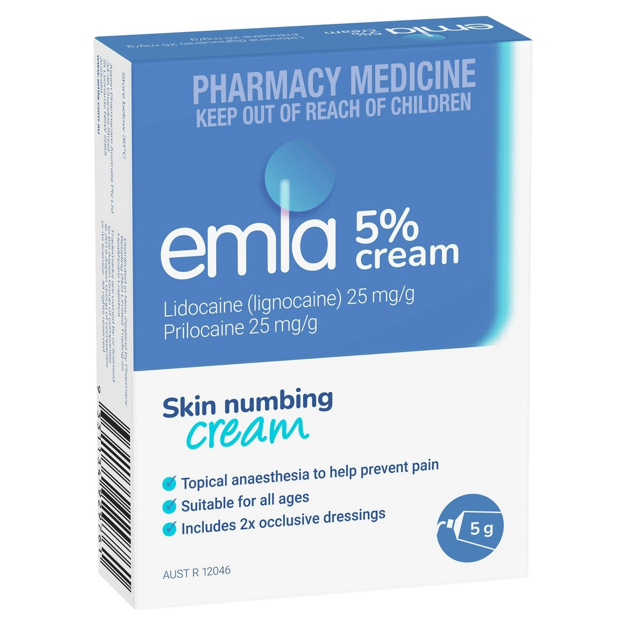 Emla 5% Cream 5G tube w/ 2 dressings