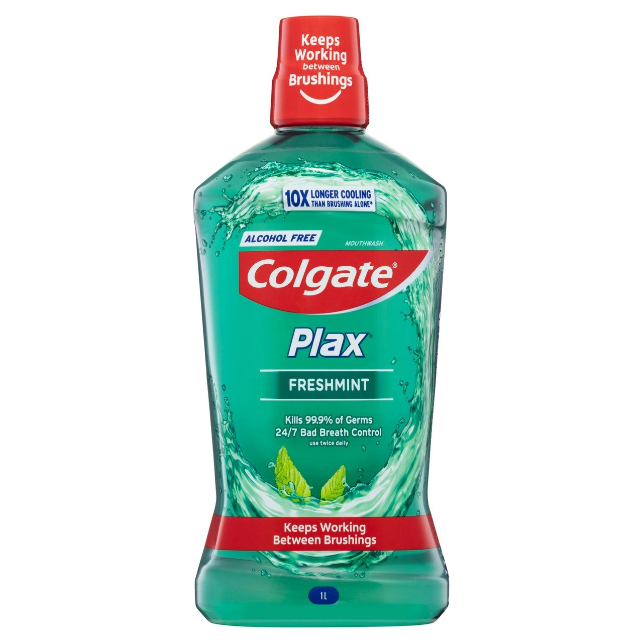 Colgate Plax Antibacterial Mouthwash 1L, Freshmint, Alcohol Free, Bad Breath Control