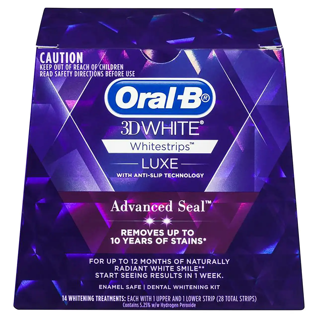 Oral-B 3DWhite Luxe Whitestrips Advance Seal, 14 Whitening Treatments