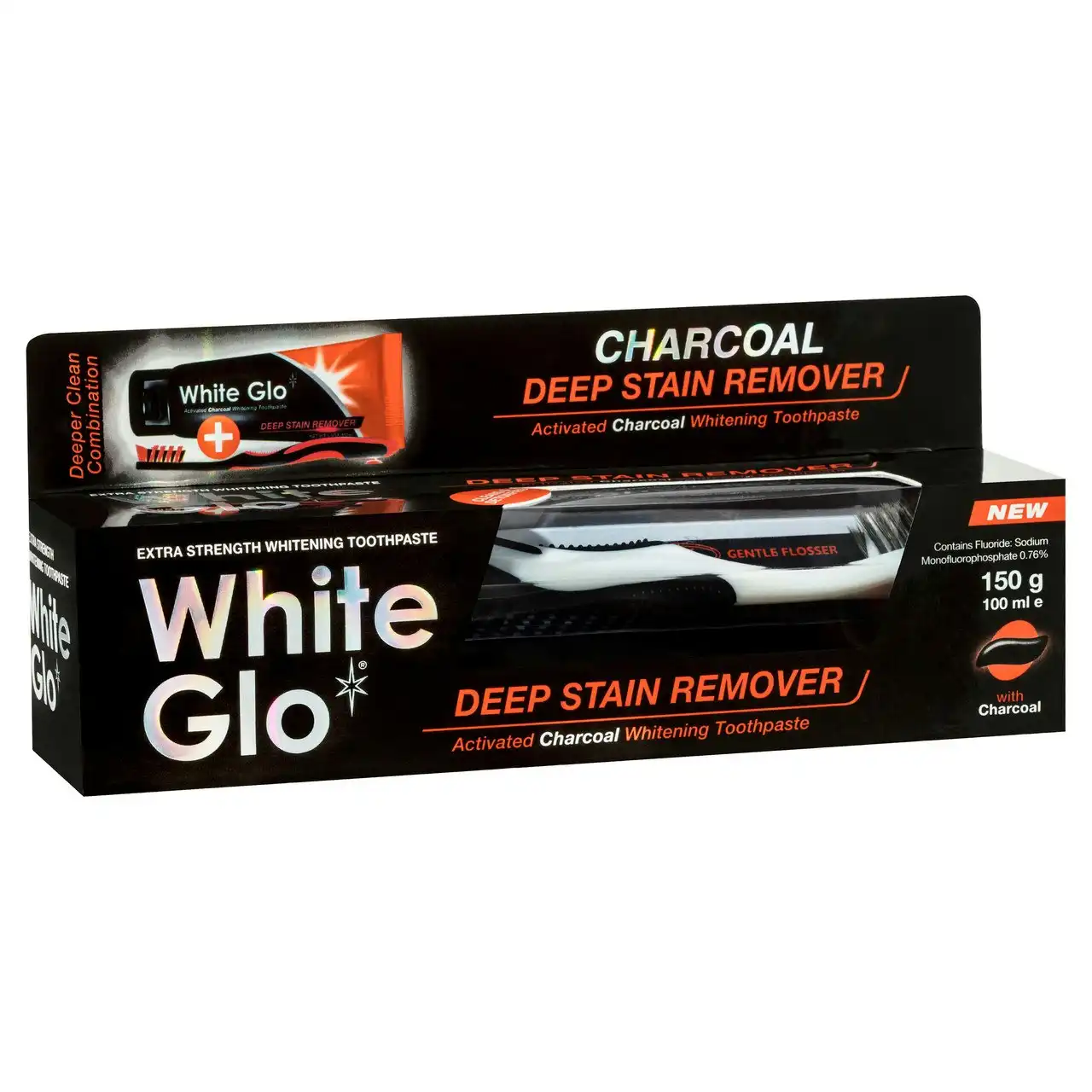 White Glo Charcoal Deep Stain Remover Toothpaste 150g