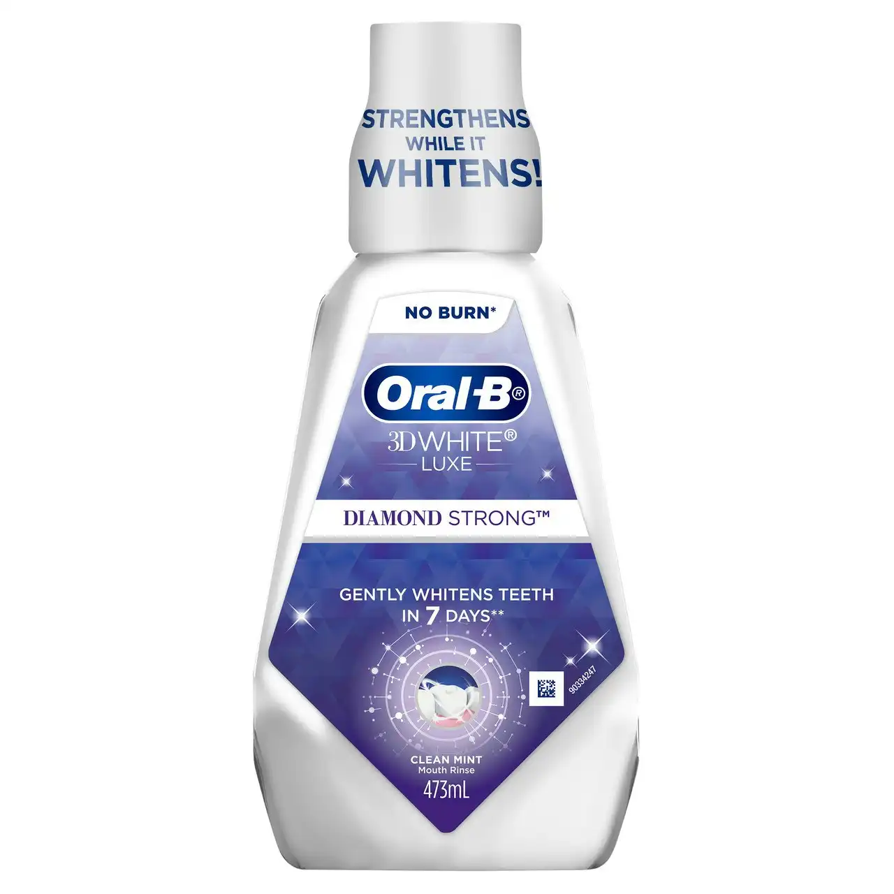 Oral-B 3DWhite Luxe Diamond Strong Whitening Mouthwash, Mint 473ml