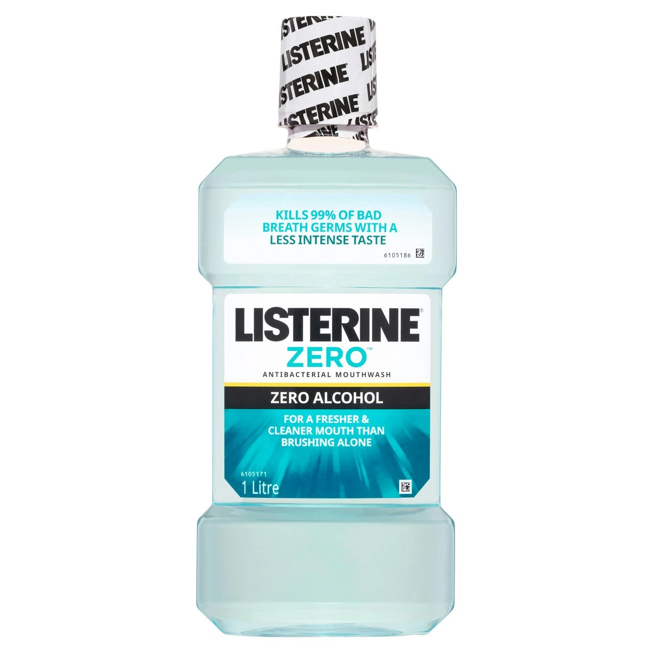 Listerine Zero Alcohol Antibacterial Mouthwash Less Intense Taste 1L