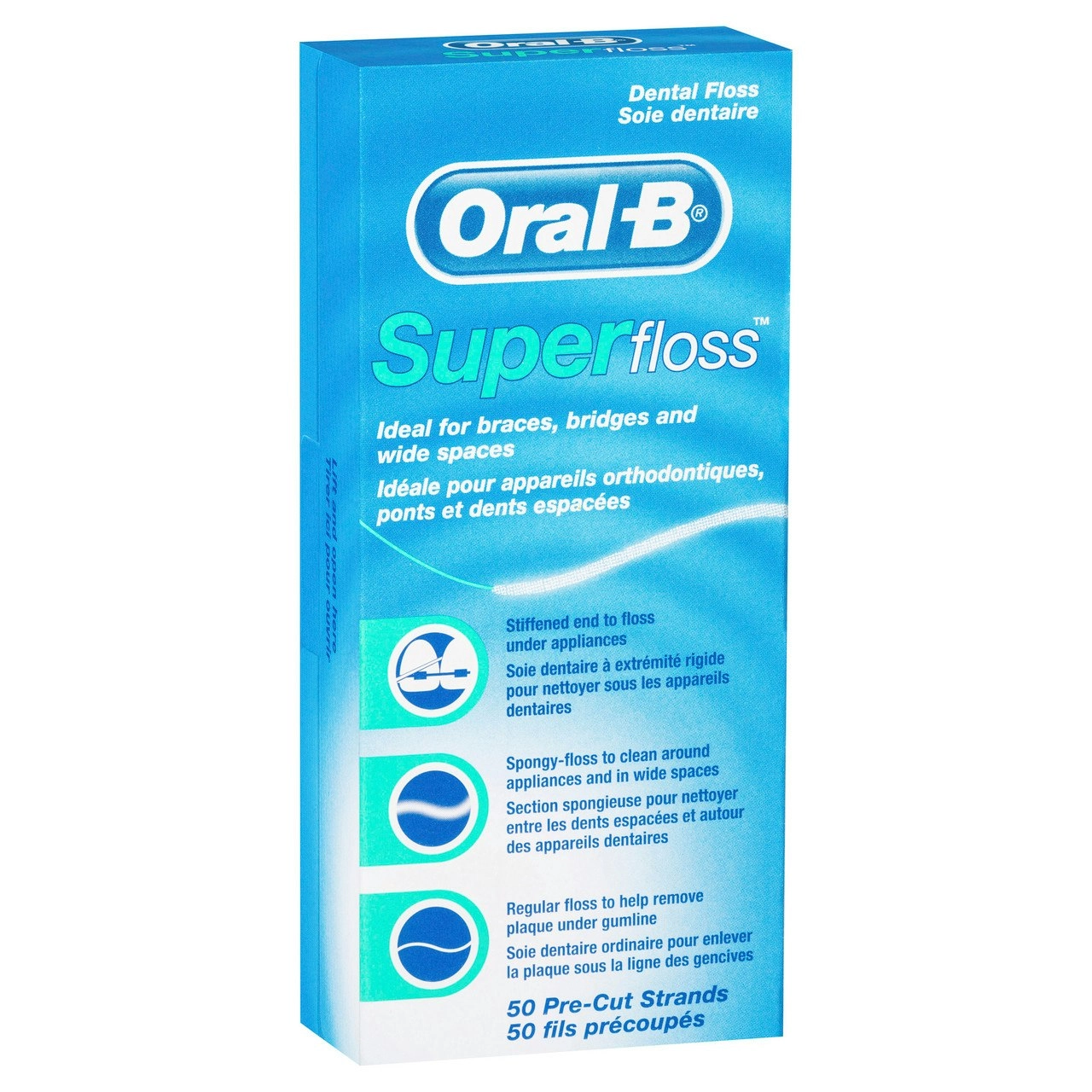 Oral-B Superfloss Dental Floss Pre-Cut Strands 50 pack