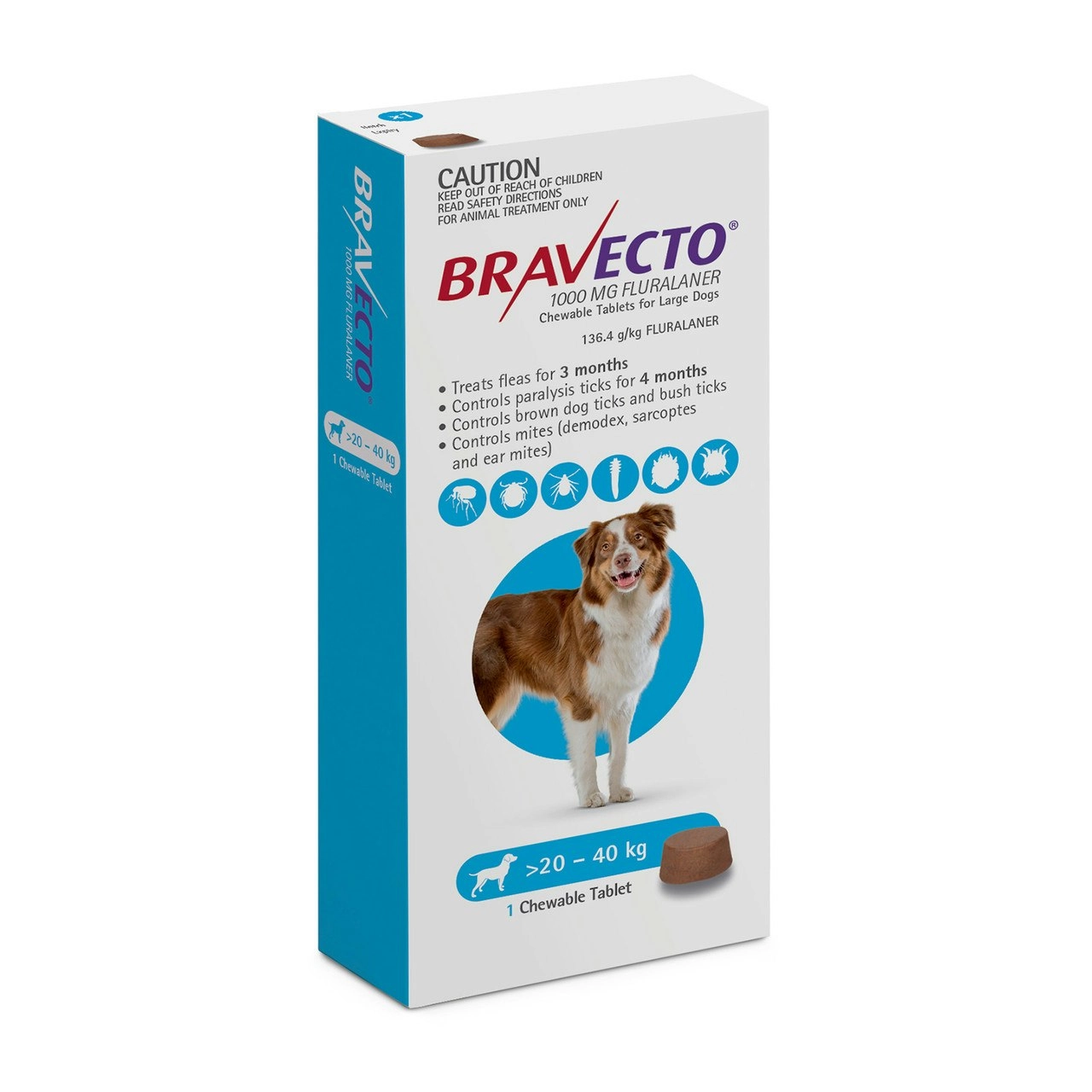 Bravecto 3 Months For Large Dogs 20-40kgs (1 Single Chew)