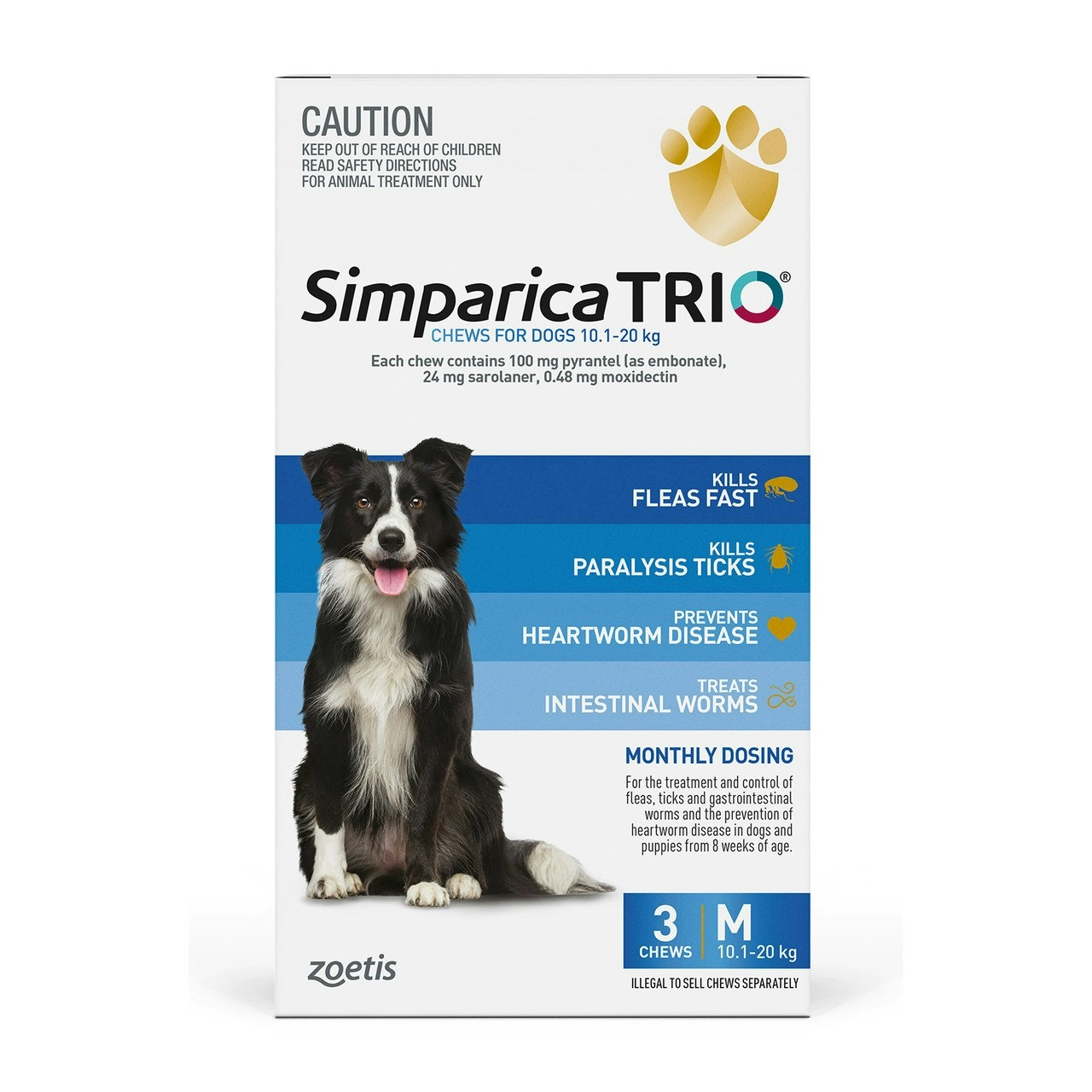 Simparica TRIO Chews For Medium Dogs 10.1-20kg 3Pack