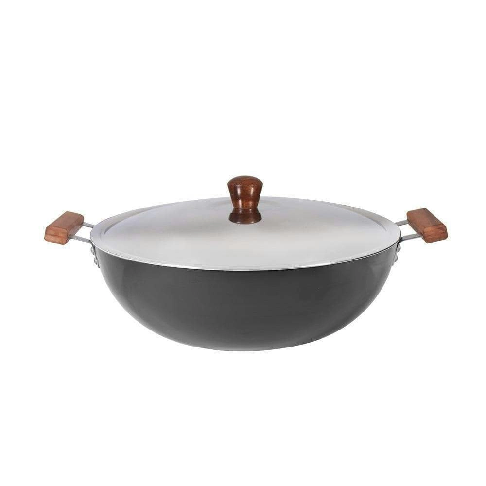 Wonderchef Ebony Deep Kadhai With Lid 34cm 8L