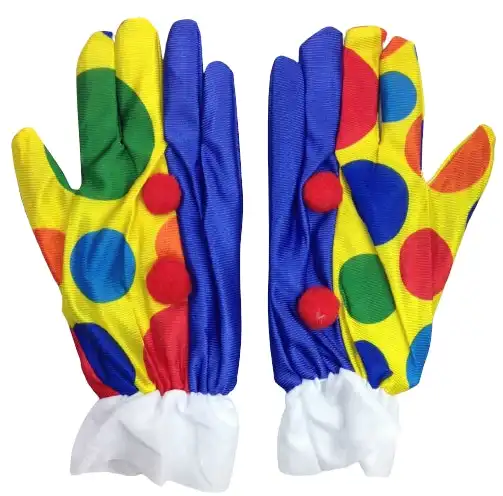 CLOWN GLOVES Costume Fancy Dress Circus Fancy Dress Halloween Funny One Size