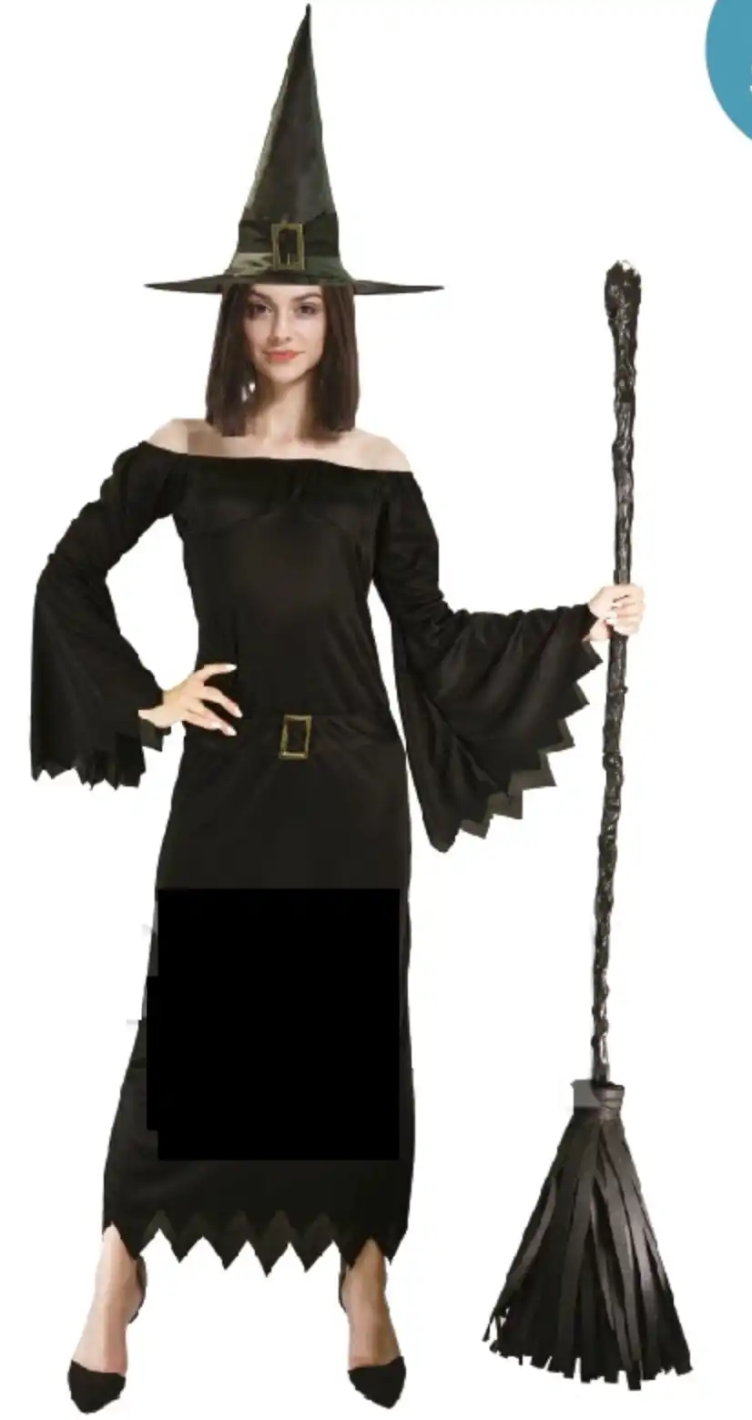 Adult Elegant Witch Costume Halloween Party Gothic Vampire - Black