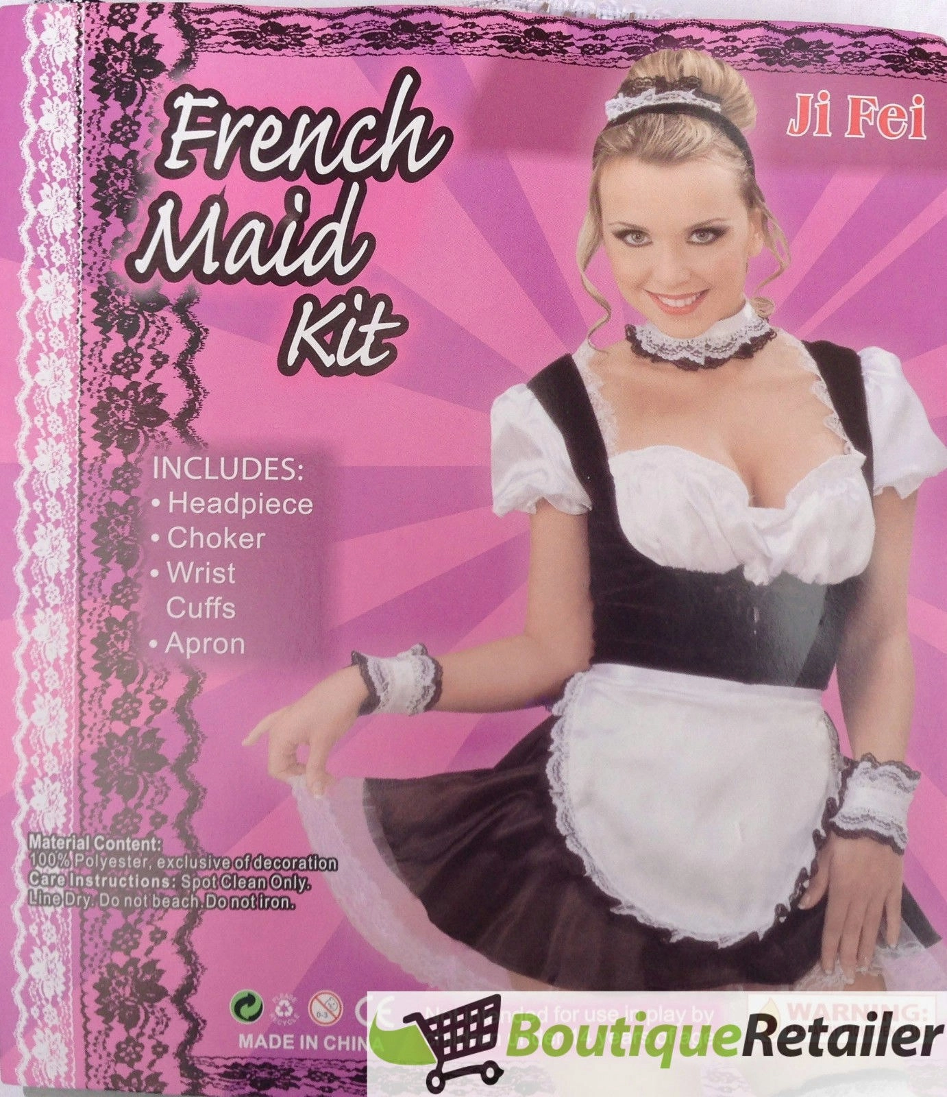 FRENCH MAID KIT Costume Accessory Waitress Halloween Ladies Party Adult