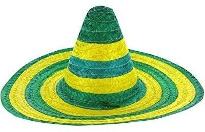 Mexican SOMBRERO Hat w Australian Aussie Green Gold Party Costume