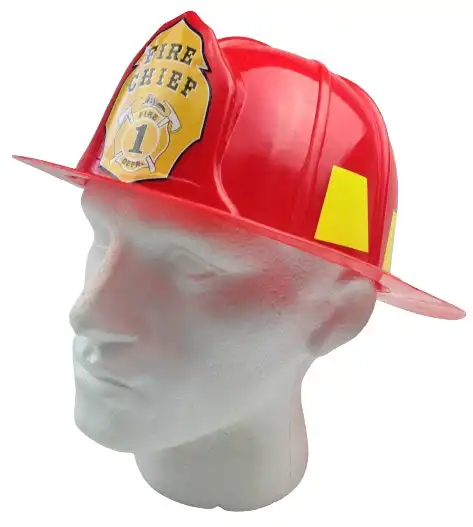 FIREMAN HAT Firemans Helmet Costume Dress Up Party Red Plastic Halloween Cap