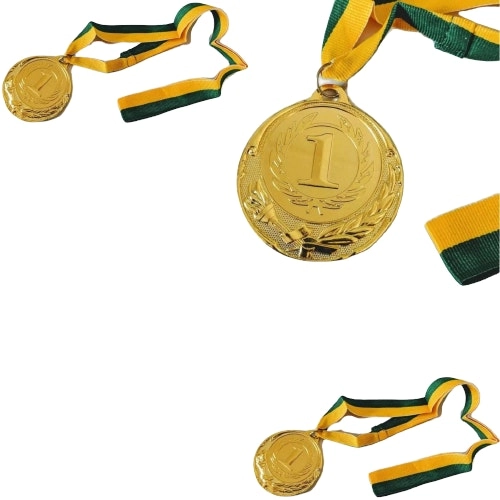 10x METAL WINNER GOLD MEDAL 1st Party Favours Sports Day 40cm Ribbon BULK