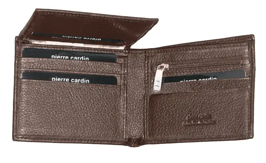 Pierre Cardin Mens Wallet RFID Blocking Genuine Italian Leather - Brown