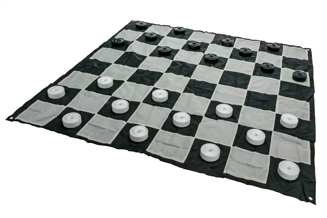 Giant Size Plastic Outdoor Checkers Game Set w/Mat 1.5x1.5m