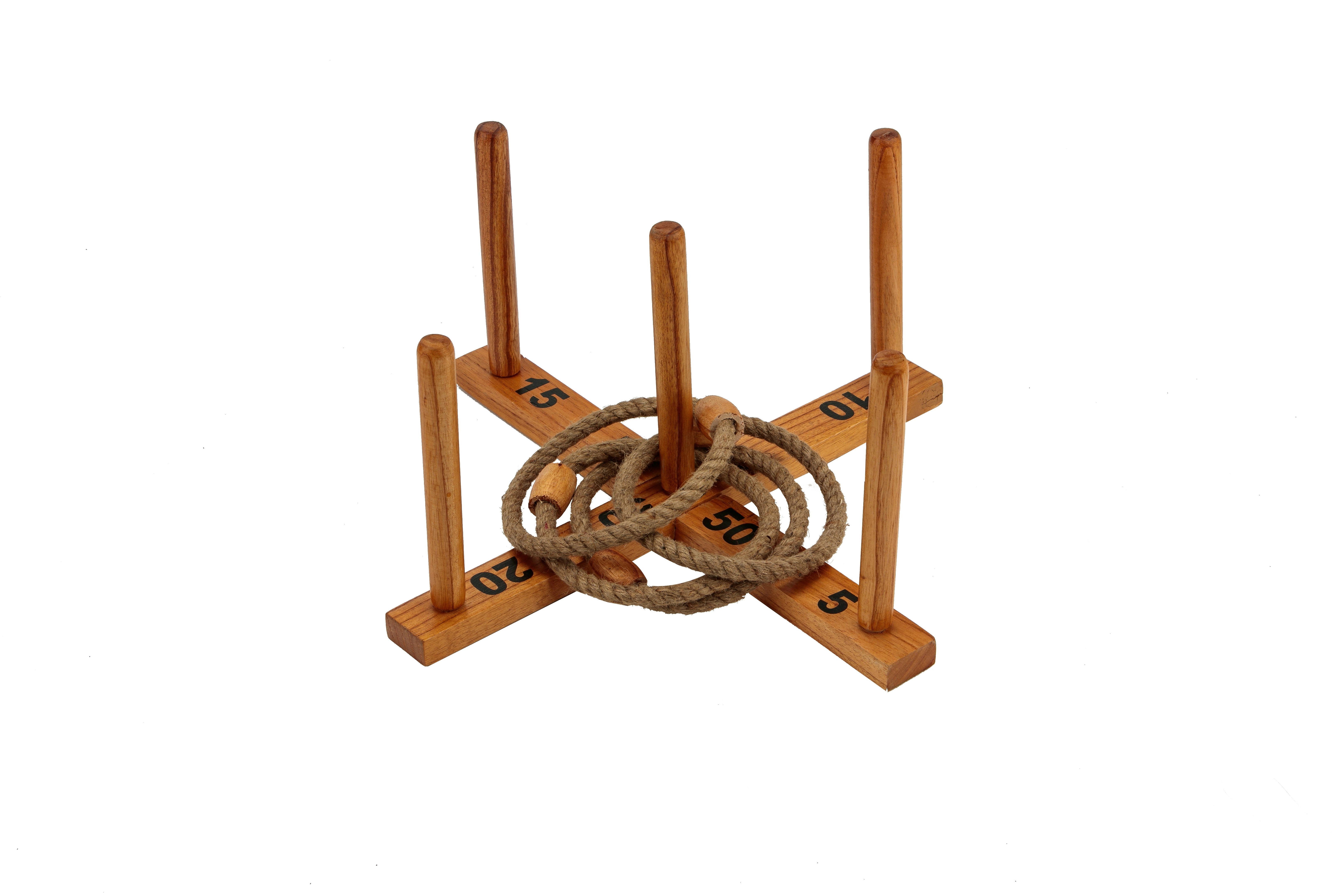 Outdoor Wooden Set Rope Ring Toss Quoits Game