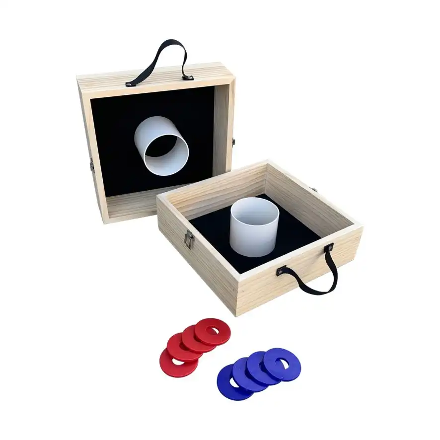 Washers Game Set 30.5 x 30.5cm Black Box with Red & Blue Washers