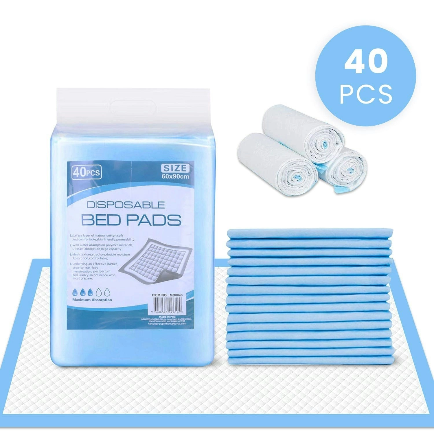 40pk Adult Disposable Bed Underpads 60 x 90cm