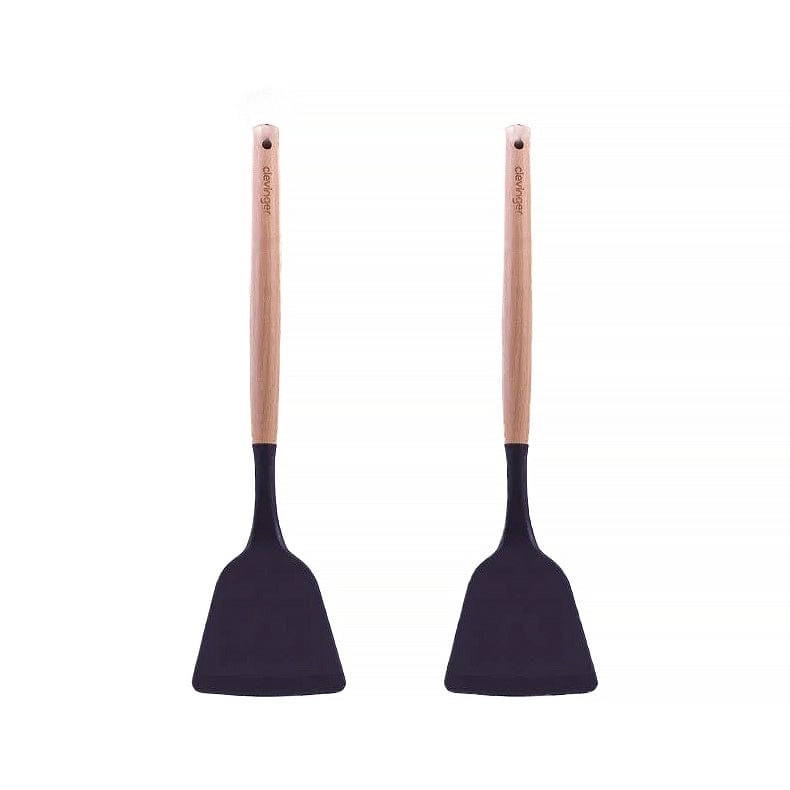 2pcs Beechwood & silicone turner charcoal