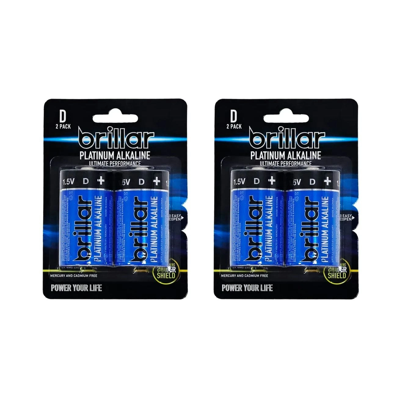 Brillar D Platinum Alkaline Batteries 2pk