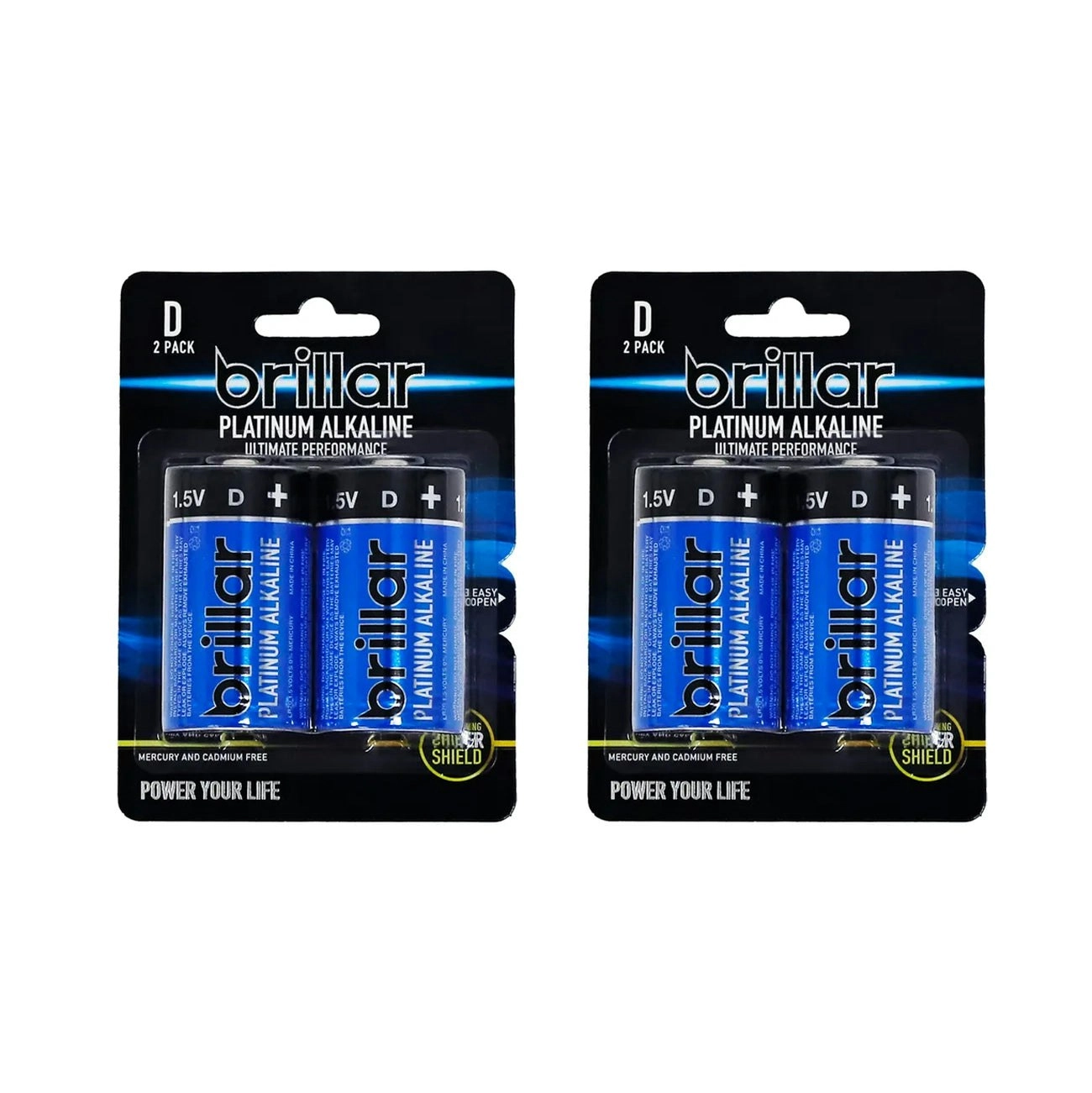 Brillar D Platinum Alkaline Batteries 2pk