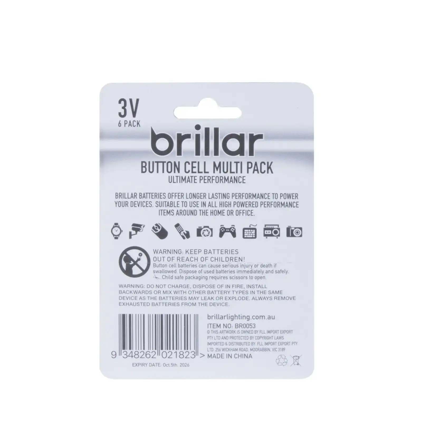 Brillar Lithium Button Cell Batteries 24pk