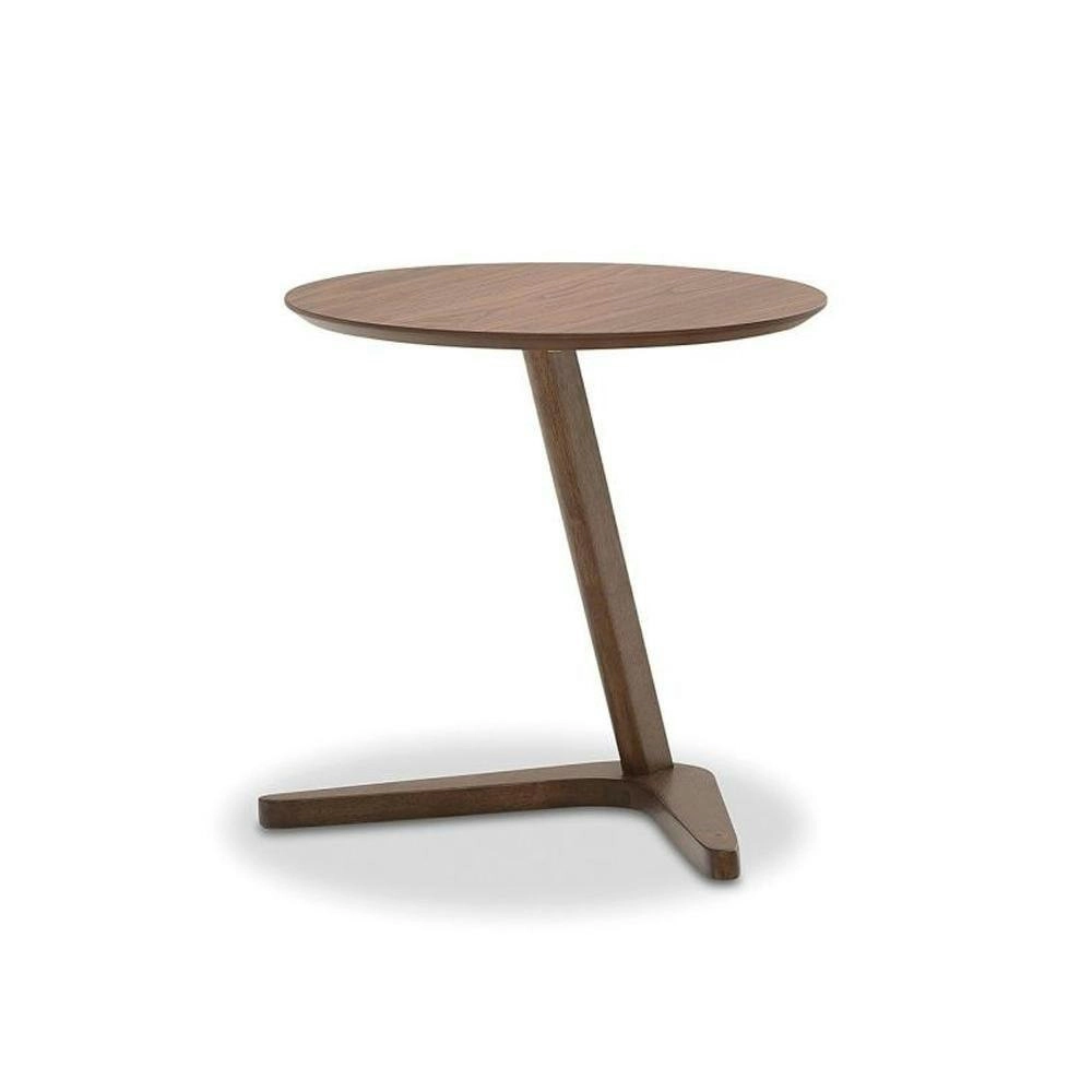 Design Square Round End Lamp Side Table - Walnut