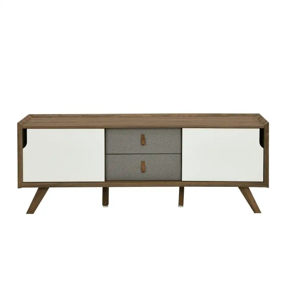 Kruz Lowline TV Stand Entertainment Unit W/ 2-Door 2-Drawers - Walnut