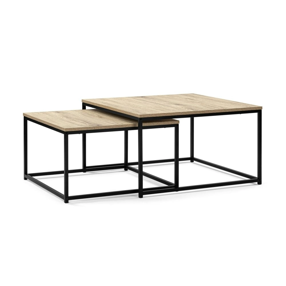 Design Square Zona Set Of 2 Nesting Rectangular Coffee Table - Oak/Black