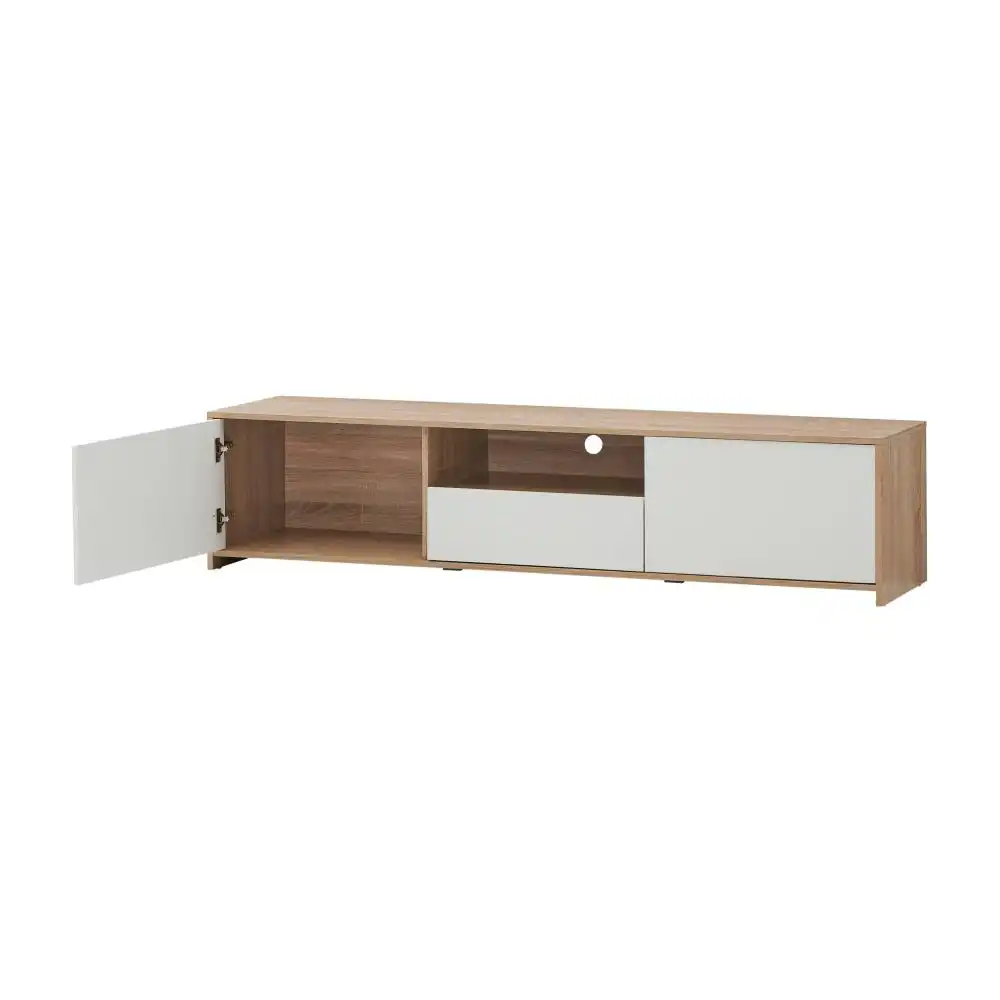 Design Square Londyn TV Stand Entertainment Unit W/ 2-Doors 1-Drawer - Oak/White