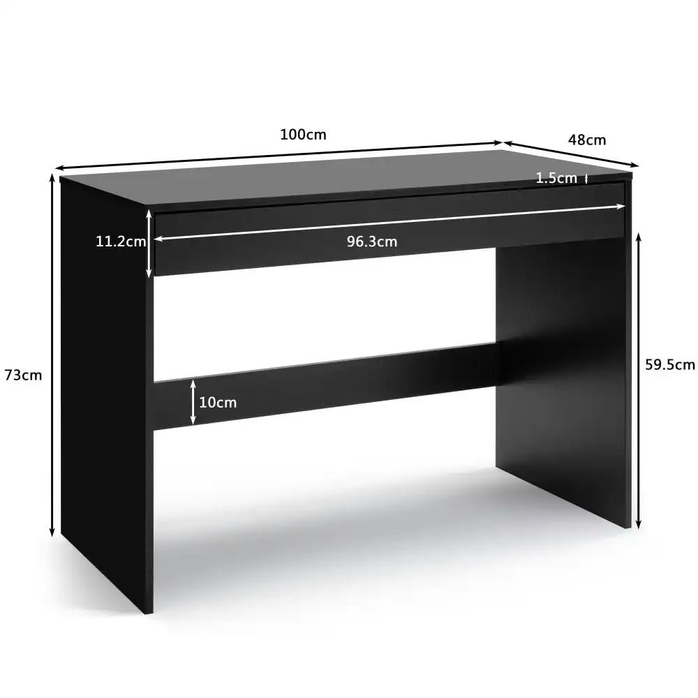 Design Square Marias Computer Study Home Office Desk W/ 1-Drawer - Black