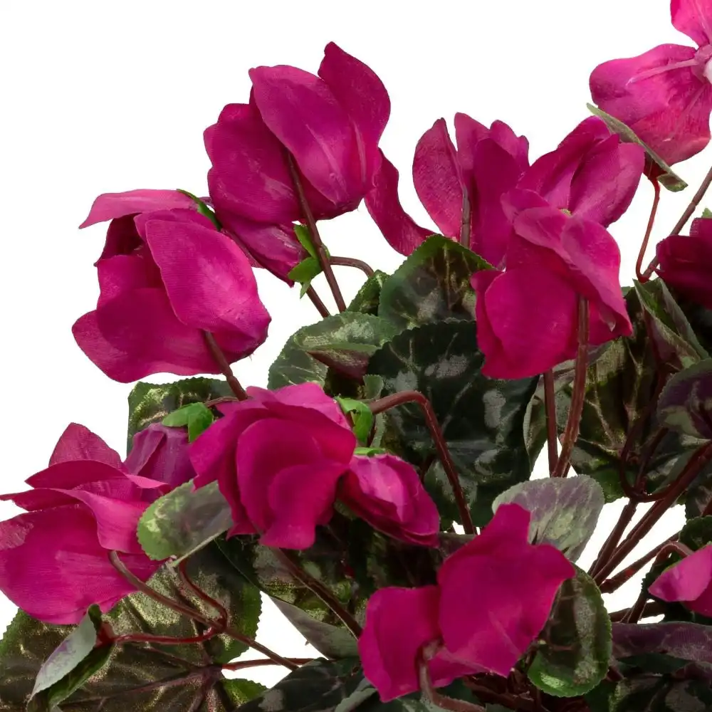 Glamorous Fusion Cycalmen Artificial Fake Plant Decorative Arrangement 34cm In Pot Fuchsia