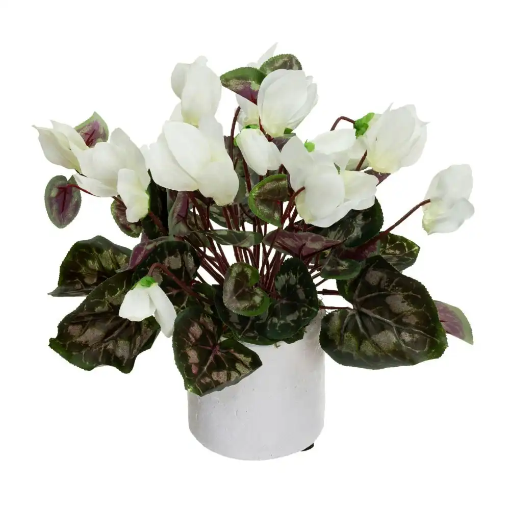 Glamorous Fusion Cycalmen Artificial Fake Plant Decorative Arrangement 34cm In Pot Cream