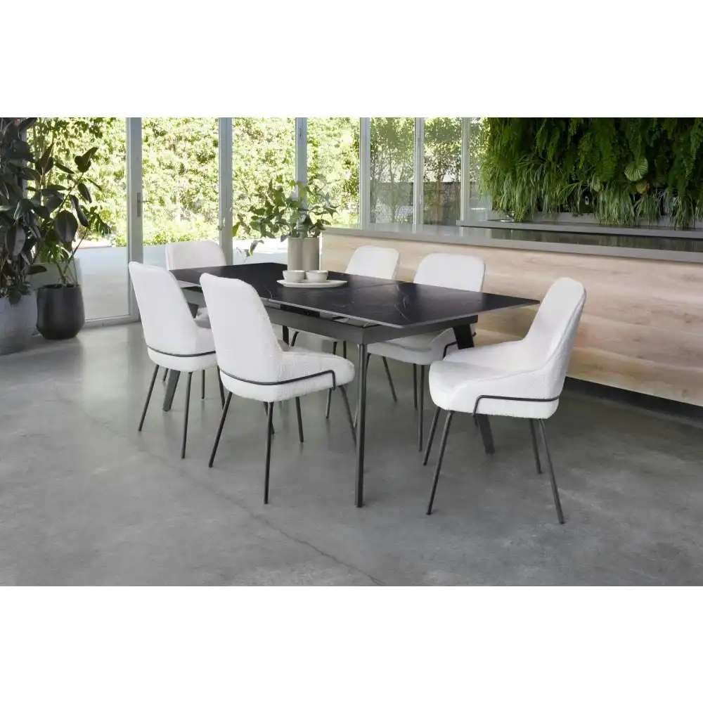 Edge Extension Ceramic Modern Kitchen Dining Table 160-200cm - Shakespeare Black