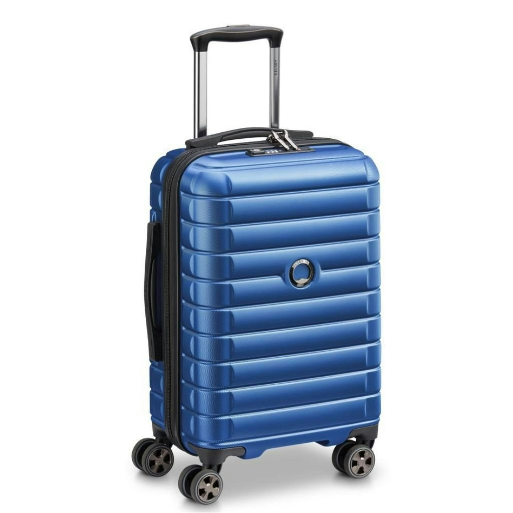 DELSEY Shadow 55cm Expandable Carry On Luggage - Blue