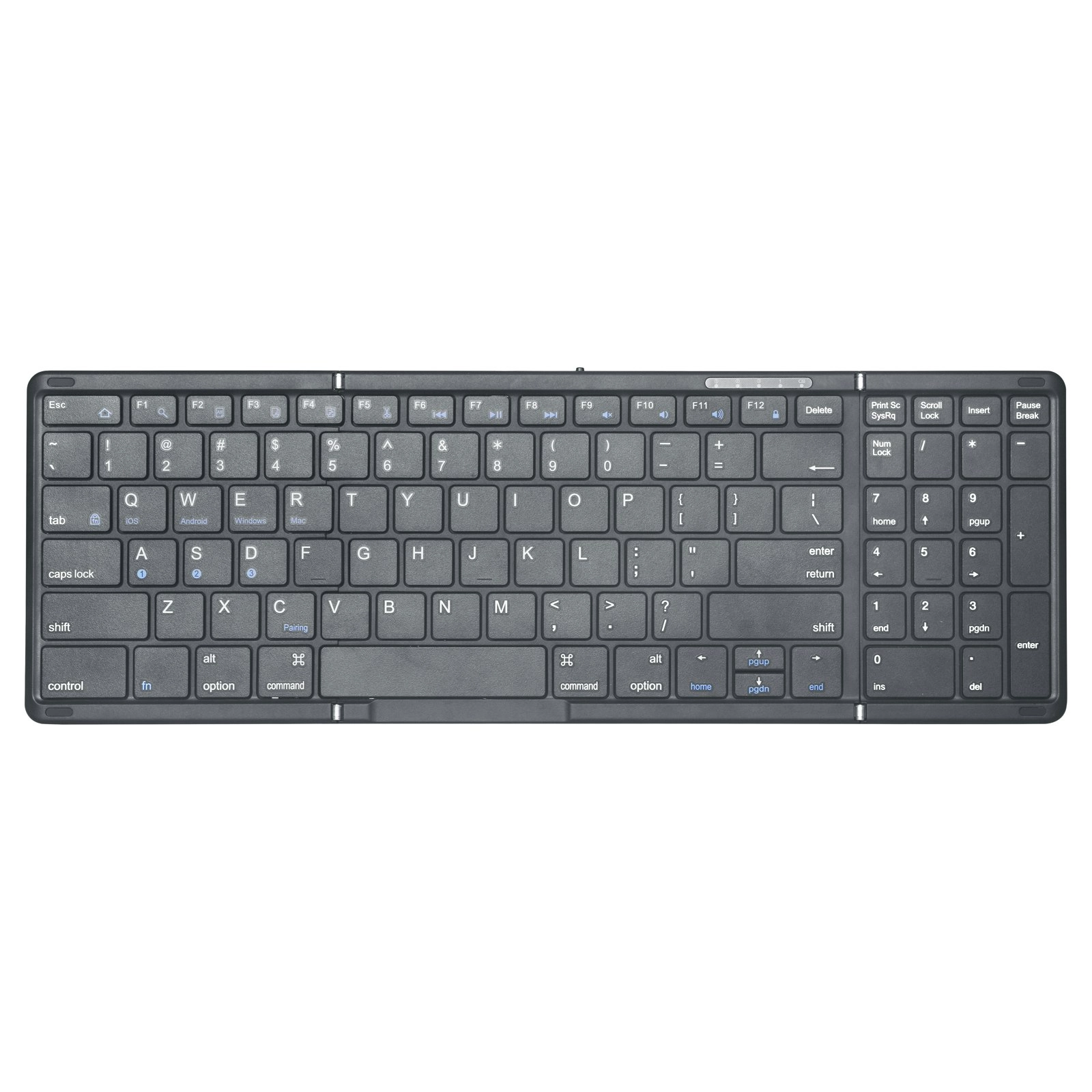 Todo Tri-Folding Bluetooth Wireless Keyboard BT 99 Key Mac Windows Android - Black