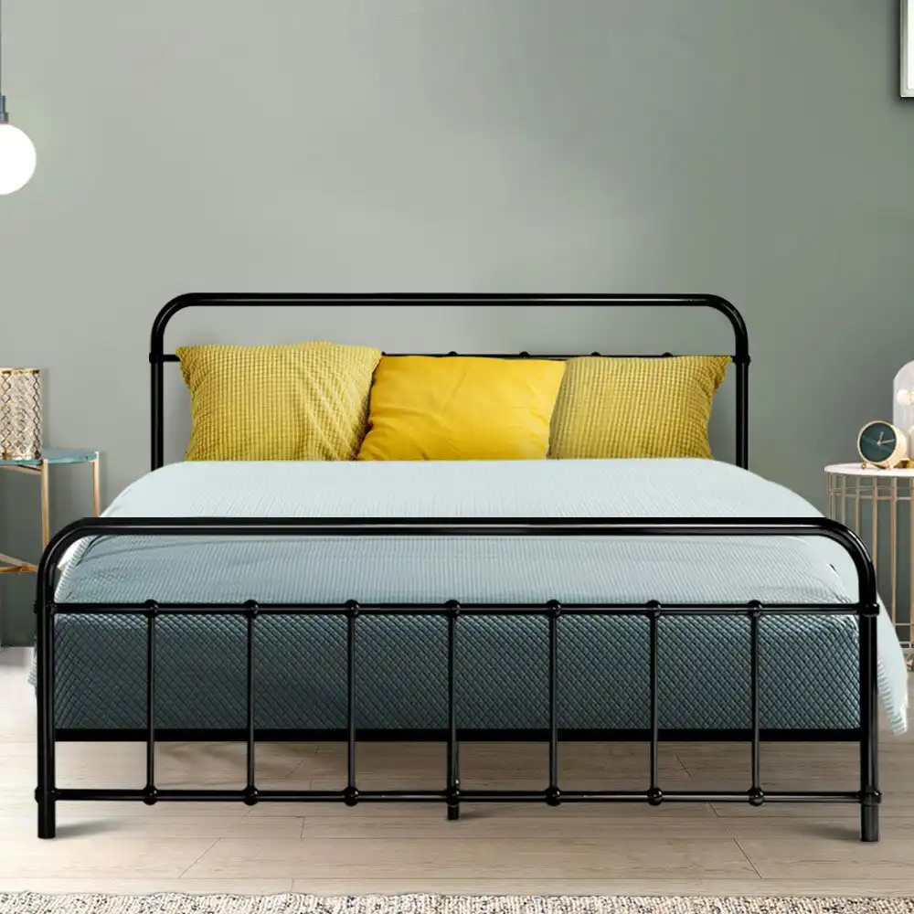 Artiss Bed Frame Metal Frames LEO - Queen (Black)