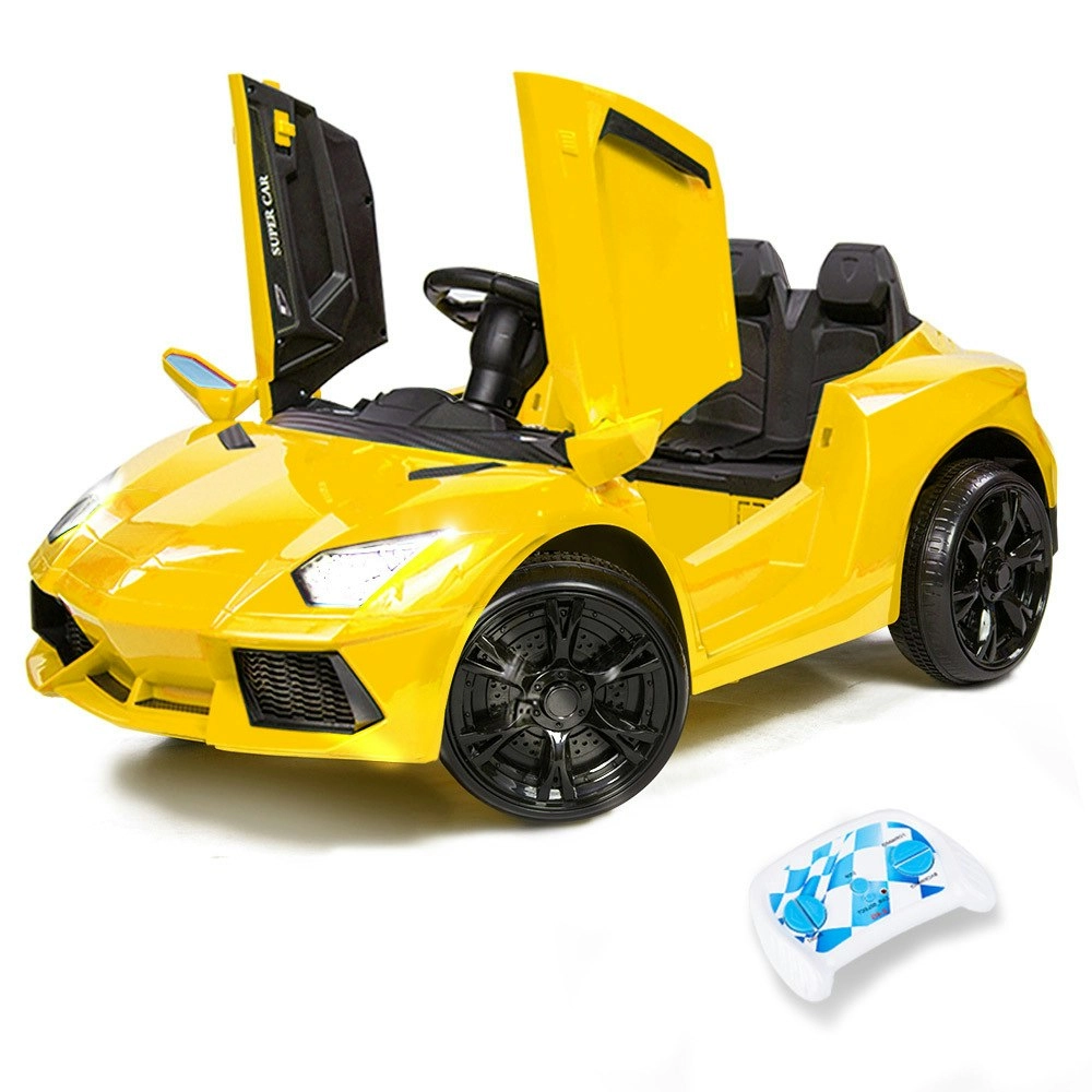 Rovo Kids Lamborghini Inspired Ride-On Car, Remote Control, Battery Charger, Yellow