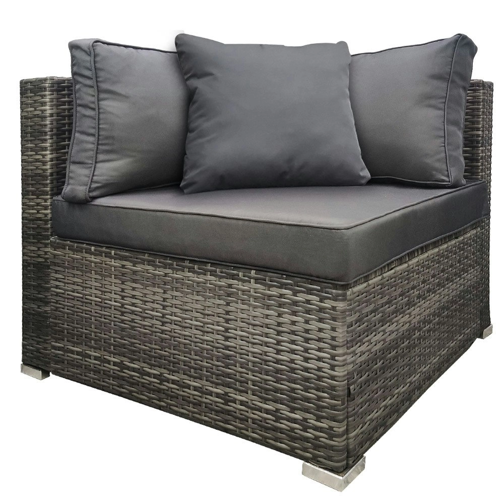 London Rattan 1 Seater Outdoor Corner Modular Lounge Chair, Grey