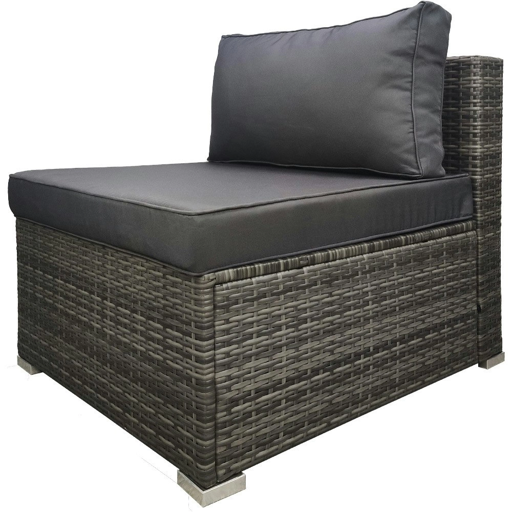 London Rattan 1 Seater Outdoor Sofa Modular Lounge Chair, Grey