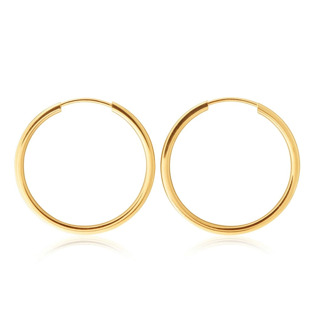 9ct Yellow Gold 20mm Plain Sleeper Earrings