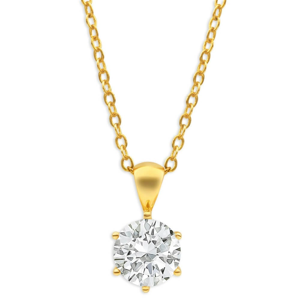 9ct Yellow Gold 8mm Cubic Zirconia Pendant