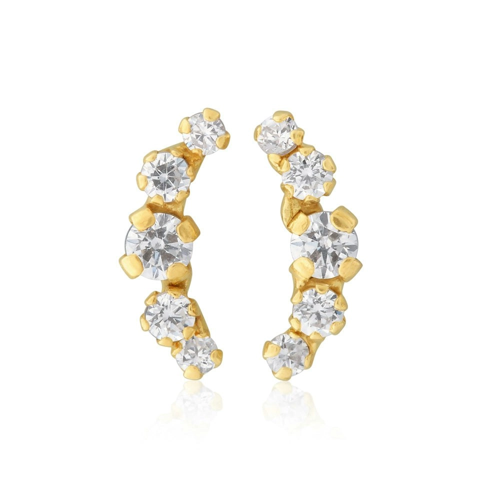 9ct Yellow Gold Zirconia Climber Studs