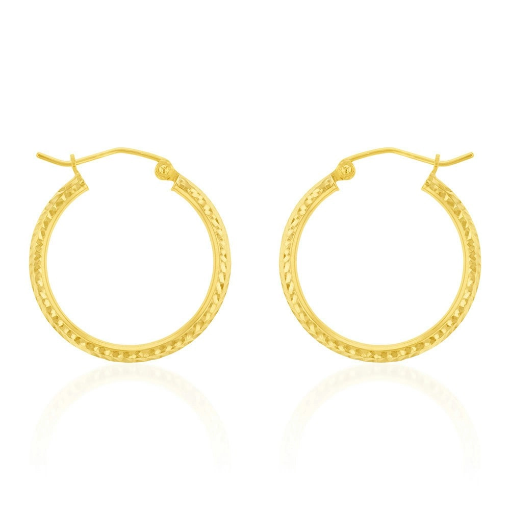 9ct Yellow Gold Silverfilled Fancy Hoop Earring