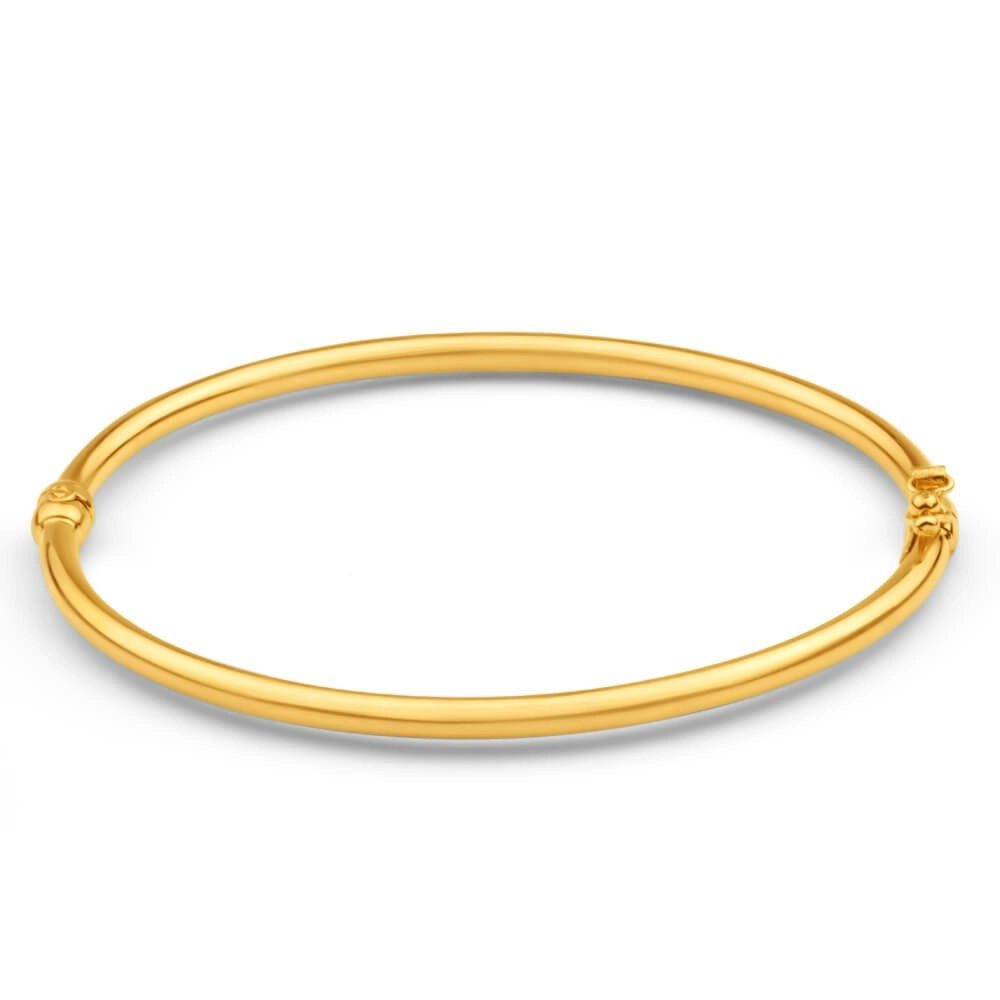 9ct Yellow Gold Silver Filled Plain Oval Hinge Bangle