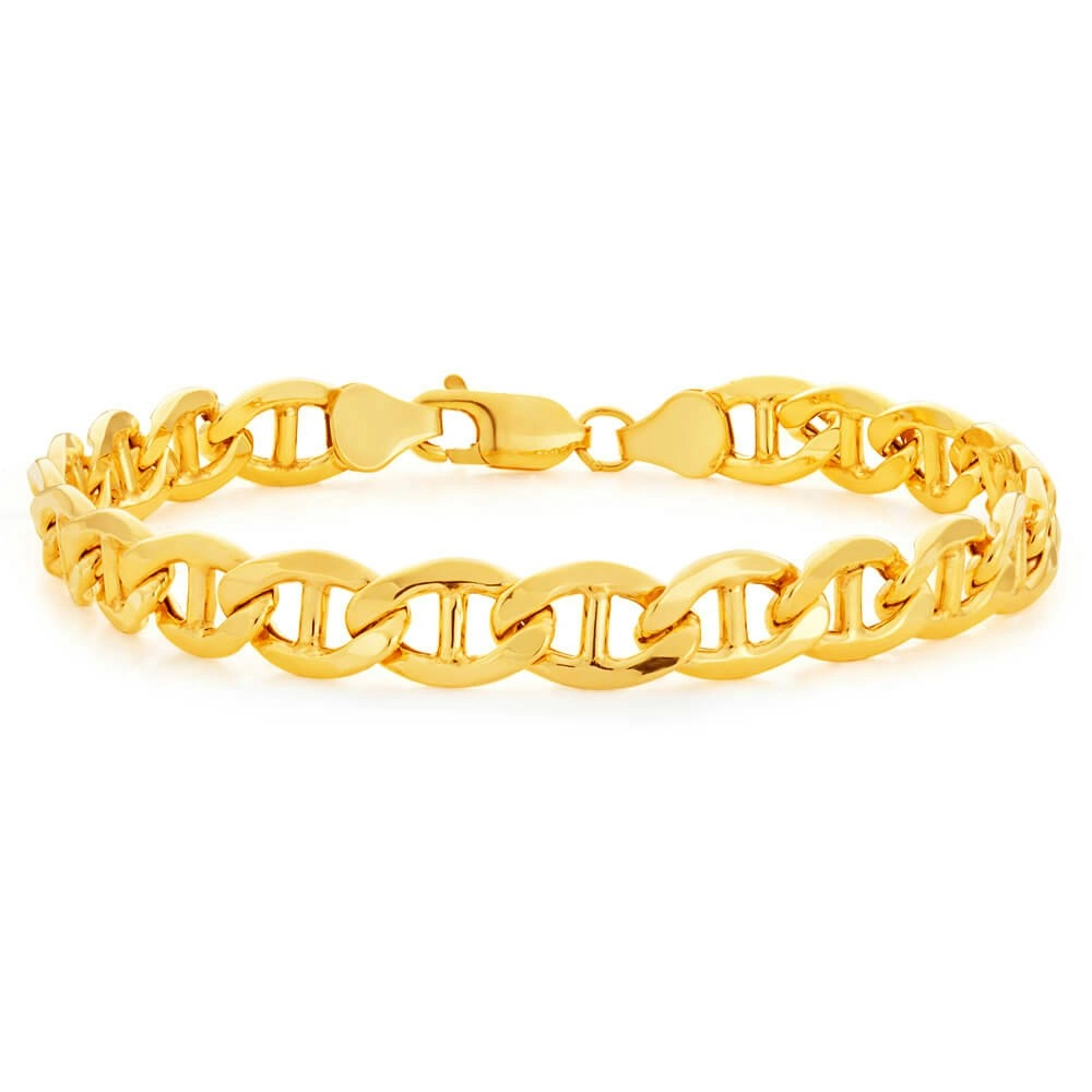 9ct Yellow Gold Silver Filled Anchor Bracelet