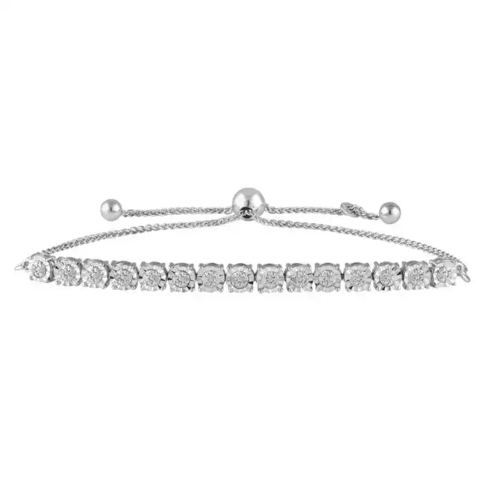 1/10 Carat Diamond Slider Tennis Bracelet in Sterling Silver